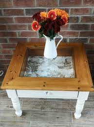 Solid Wood Coffee Table Glass Top