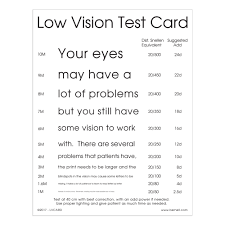 Low Vision Test Card Acuity Charts Bernell Corporation