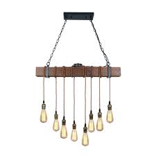 Rustic Black Wood Hanging Multi Pendant Light With 8 Lights Unitarylighting