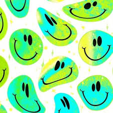 aqua smiley faces fabric wallpaper and