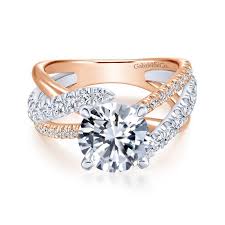 The tiffany® setting engagement ring in 18k rose gold. Gabriel Bridal 14k White Rose Gold Round Free Form Diamond Engagement Ring Lauray S The Diamond Center