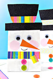 brown paper bag snowman craft for kids