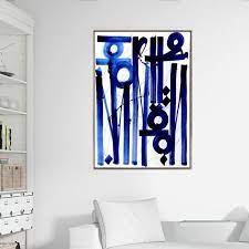 abstract art blue letters wall arthome