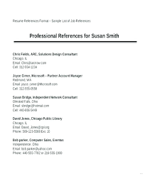 Professional References Example Reference List Template