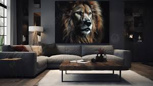 large canvas portrait of a lion in the