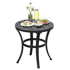 Black Round Metal Outdoor Side Table