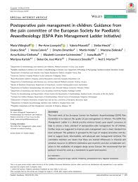 Pdf Postoperative Pain Management In Children Guidance