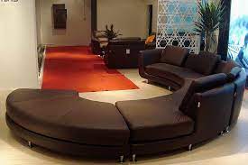 Roller Espresso Leather Sectional Round