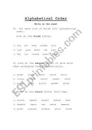 Put in alphabetical order save to url print copy to clipboard download options. Alphabetical Order Esl Worksheet By Bourasamir