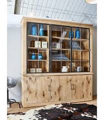 Oak Wooden Cabinet With Metal And Glass
