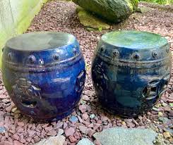 Pair Of Cobalt Blue Ceramic Garden