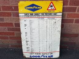 Vintage 60 70s Original Goodyear Garage Forecourt Metal Tyre Pressure Chart Sign Classic Car Garage In Stourbridge West Midlands Gumtree