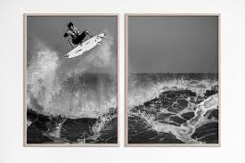 Surf Poster Black White Surfing Wall