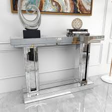 Silver Wood Glam Console Table By