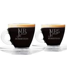 Mrs Personalised Glass Espresso Cup Set