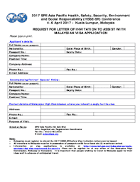 Via a malaysian representative office in your country of residence. Fillable Online 17aphs Visa Invitation Letter Request Form Blank Fax Email Print Pdffiller