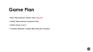 Game Plan Notes Macromolecules Intro And Carbs Page Ppt