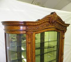 Antique Large Oak Curved Glass China