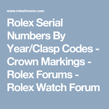 Rolex Serial Numbers By Year Clasp Codes Crown Markings