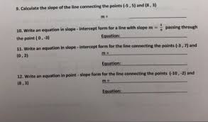 9 calculate the slope of the line