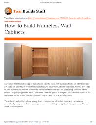 How To Build Frameless Wall Cabinets