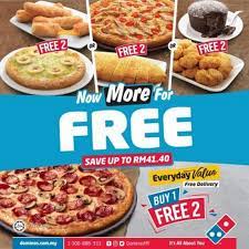 Domino pizza has more than 200 outlets across malaysia. 18 Jan 2021 Onward Dominos Pizza Everyday Value Buy 1 Free 2 Deal Everydayonsales Com