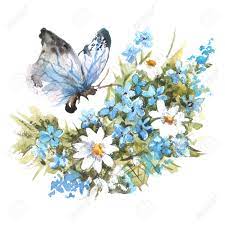 蝶と花の水彩画ラスター イラスト。ラスター デザイン要素。の写真素材・画像素材 Image 67056705