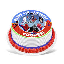 Shop for spiderman decorative baking in spiderman party supplies. Spider Man Into The Spider Verse Edible Cake Image Topper Personalized Birthday Party 8 Inches Round Walmart Com Walmart Com