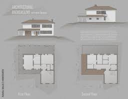 Floor Plan And Facade Of Villa Drawing