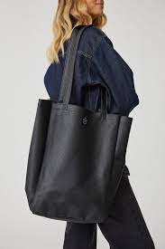 black pu leather tote bag