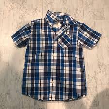 Boys Short Sleeve Plaid Button Down Shirt