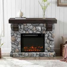 Gray Electric Stone Fireplaces For