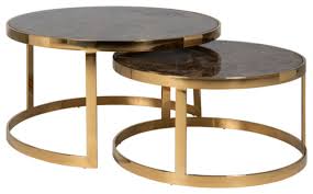 Gold Framed Marble Nesting Coffee Table