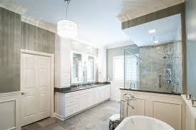 Transitional Master Bath That Features