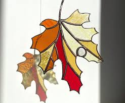 Maple Leaf Stained Glass Suncatcher