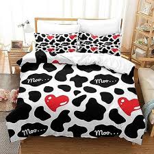 Cow Comforter Set Animal Print Black