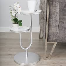 Edino Silver And White Side Table