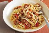 fettuccine with veal  olives   tomatoes