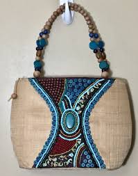 cebu purse tan turquoise brown beaded