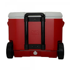 coleman 60qt wheeled cooler box red