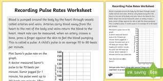 Pulse Rates Worksheet Pulse Pulse Rate Taking Your Pulse