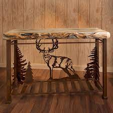 Wood Metal Buck Scene Sofa Table