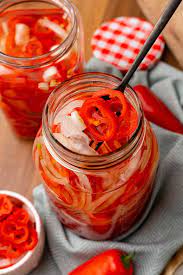 quick pickled sweet peppers onions