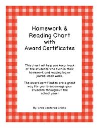 Homework And Reading Teacher Tracking Chart With Award Certificates Red Plaid
