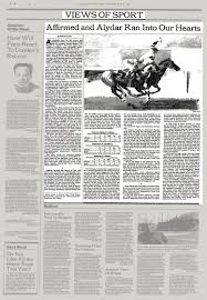 Affirmed And Alydar Ran Into Our Hearts The New York Times