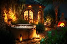 Cozy Illuminated Outdoor Hot Tub