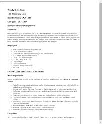 entry level electrical engineer resume