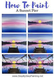 How To Paint A Sunset Lake Pier