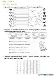 Bugs Team 2 Unit 5 Extra worksheet worksheet | 2nd grade worksheets,  English as a second language (esl), Worksheets