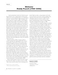 pdf obituary randy pausch 1960 2008